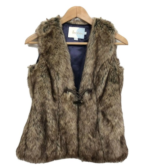 Boden Faux Fur Gilet Vest Women’s US 2 Brown